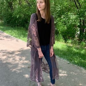 NWT Purple Lace Duster Kimono